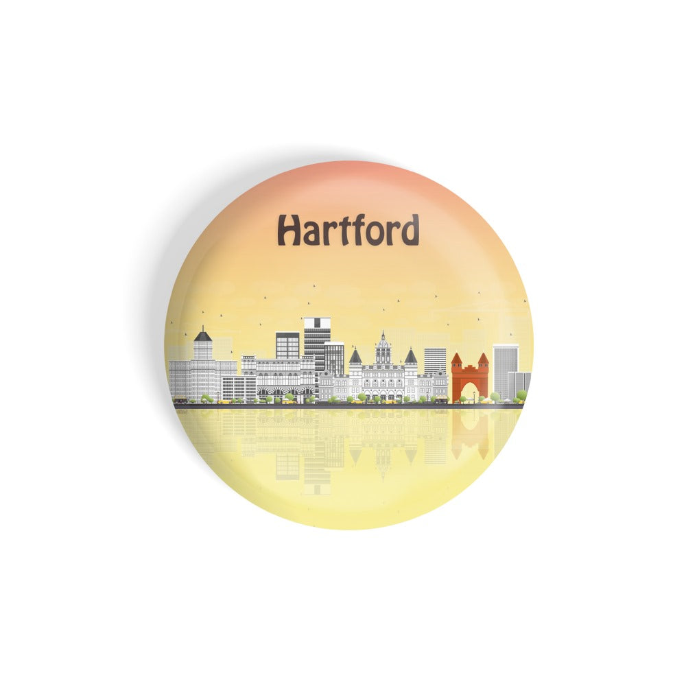 dhcrafts Round Fridge Magnet Multicolour Places Hartford City In Connecticut Glossy Finish Design Pack of 1 (58 mm)